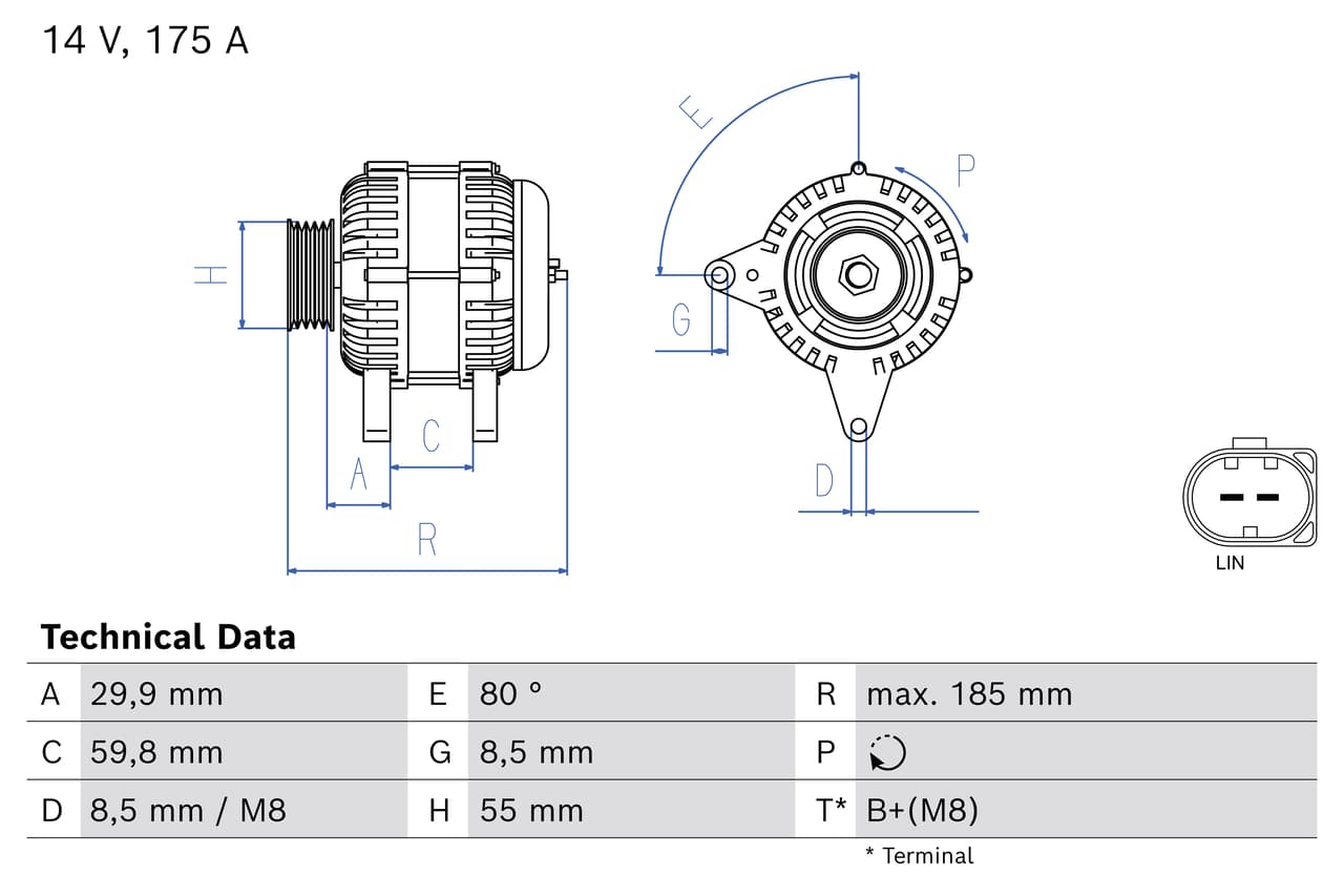BOSCH Alternátor 0 986 081 800 1