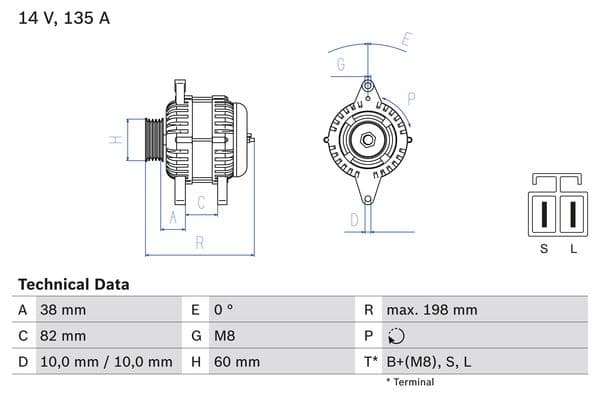BOSCH Alternátor 0 986 082 190 1
