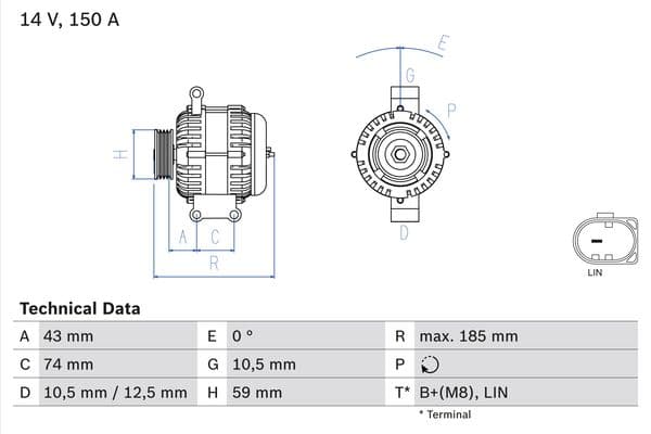 BOSCH Alternátor 0986082580 1
