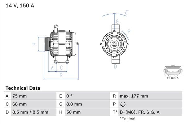 BOSCH Alternátor 0986082590 1