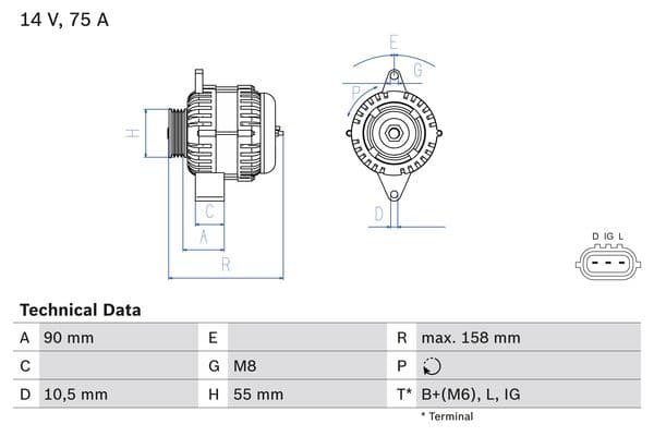 BOSCH Alternátor 0 986 082 830 1