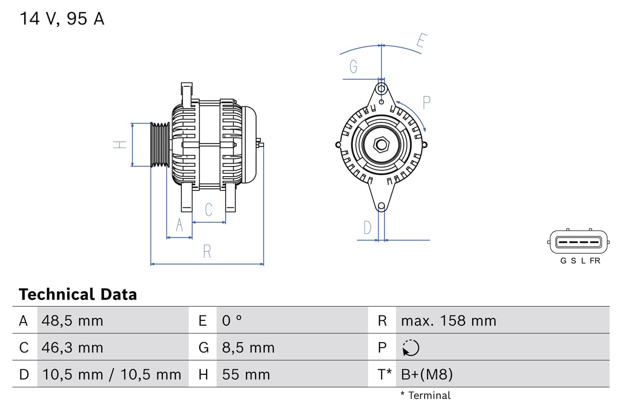 BOSCH Alternátor 0 986 085 070 1