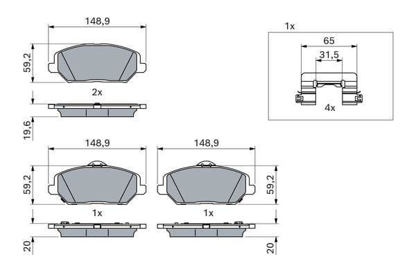 BOSCH Sada brzdových platničiek kotúčovej brzdy 0 986 424 862 1