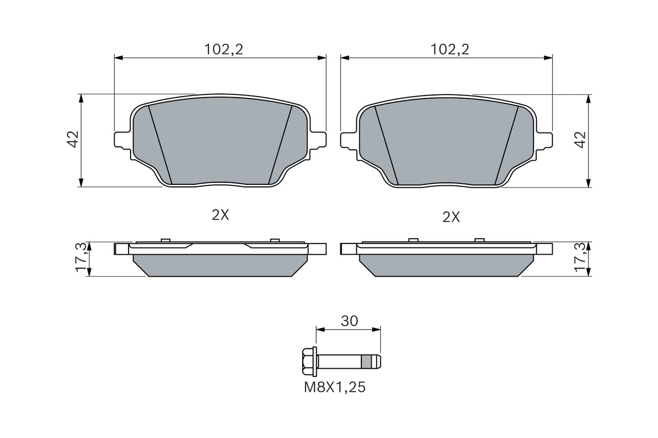 BOSCH Sada brzdových platničiek kotúčovej brzdy 0 986 460 286 1