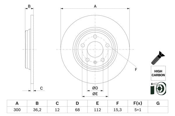 BOSCH Brzdový kotúč 0 986 479 E33 1