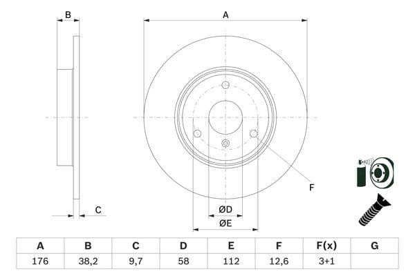 BOSCH Brzdový kotúč 0 986 479 E74 1