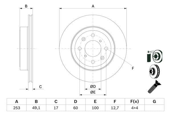 BOSCH Brzdový kotúč 0 986 479 E75 1