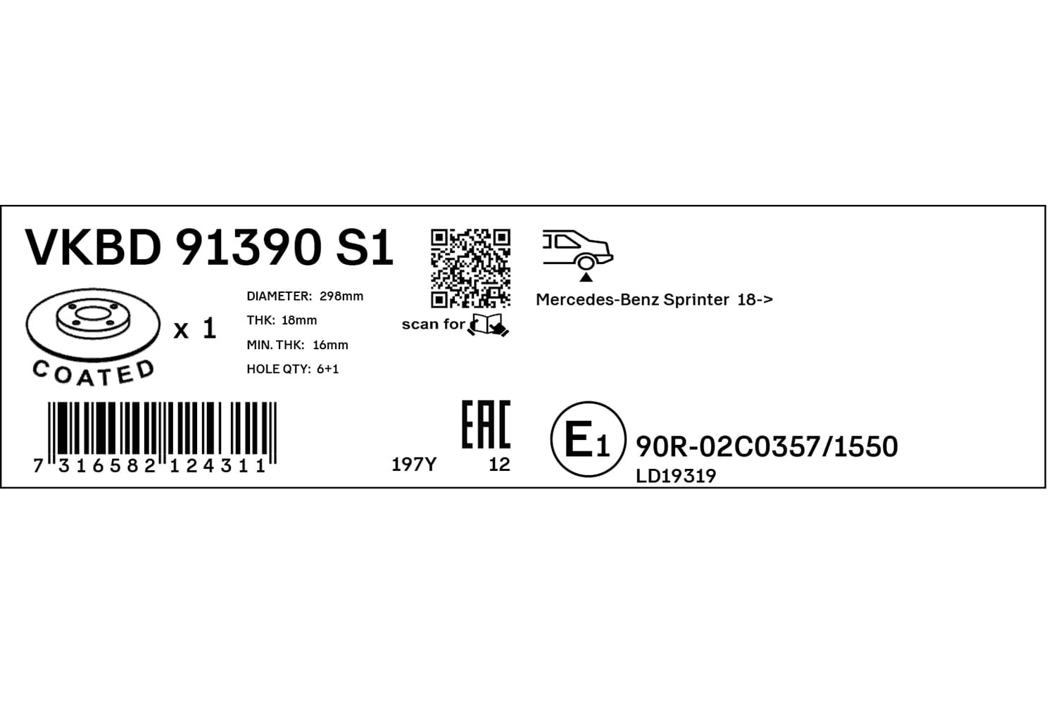 SKF Brzdový kotúč VKBD 91390 S1 1