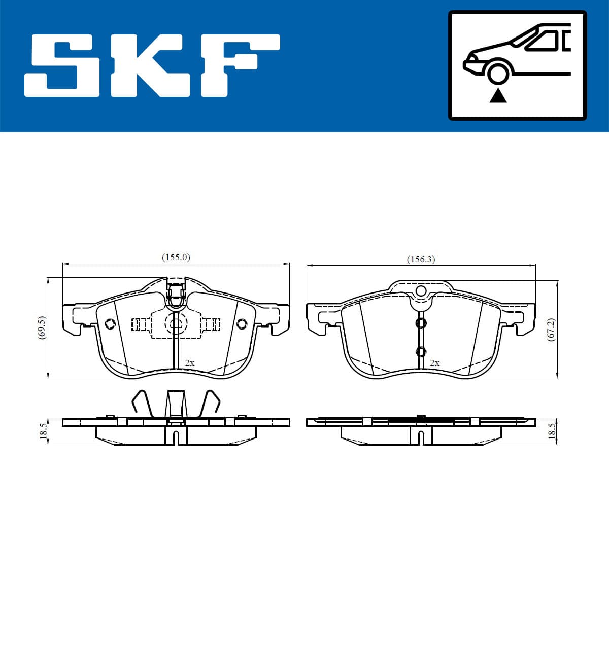 SKF Sada brzdových platničiek kotúčovej brzdy VKBP 80385 1