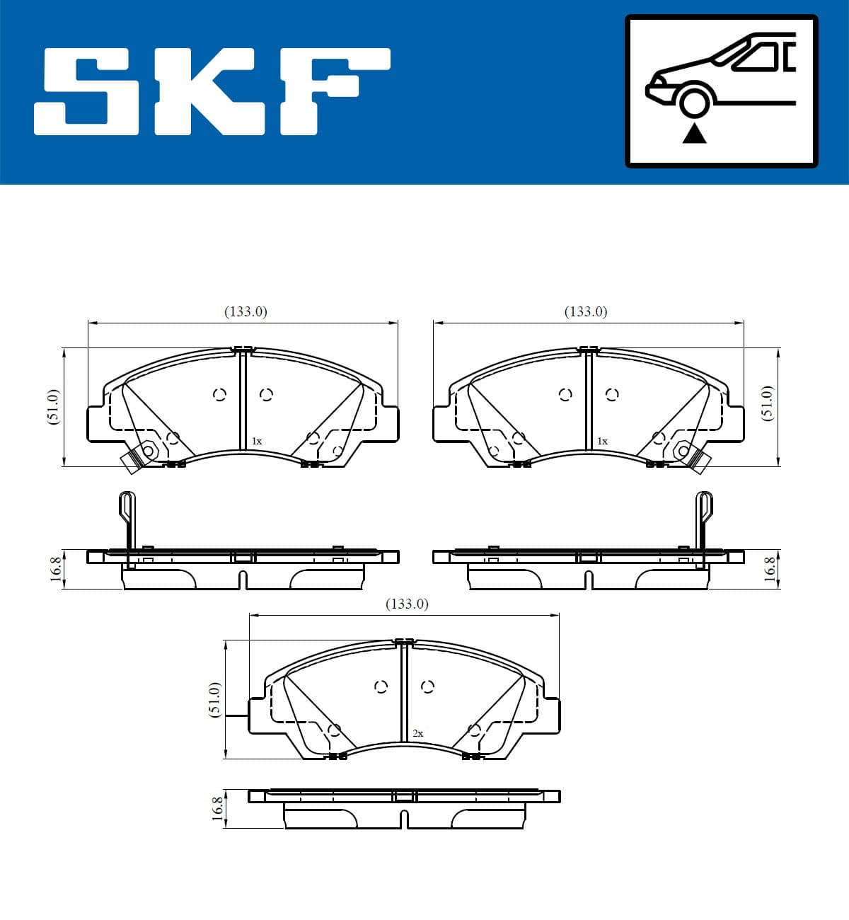 SKF Sada brzdových platničiek kotúčovej brzdy VKBP 80386 A 1