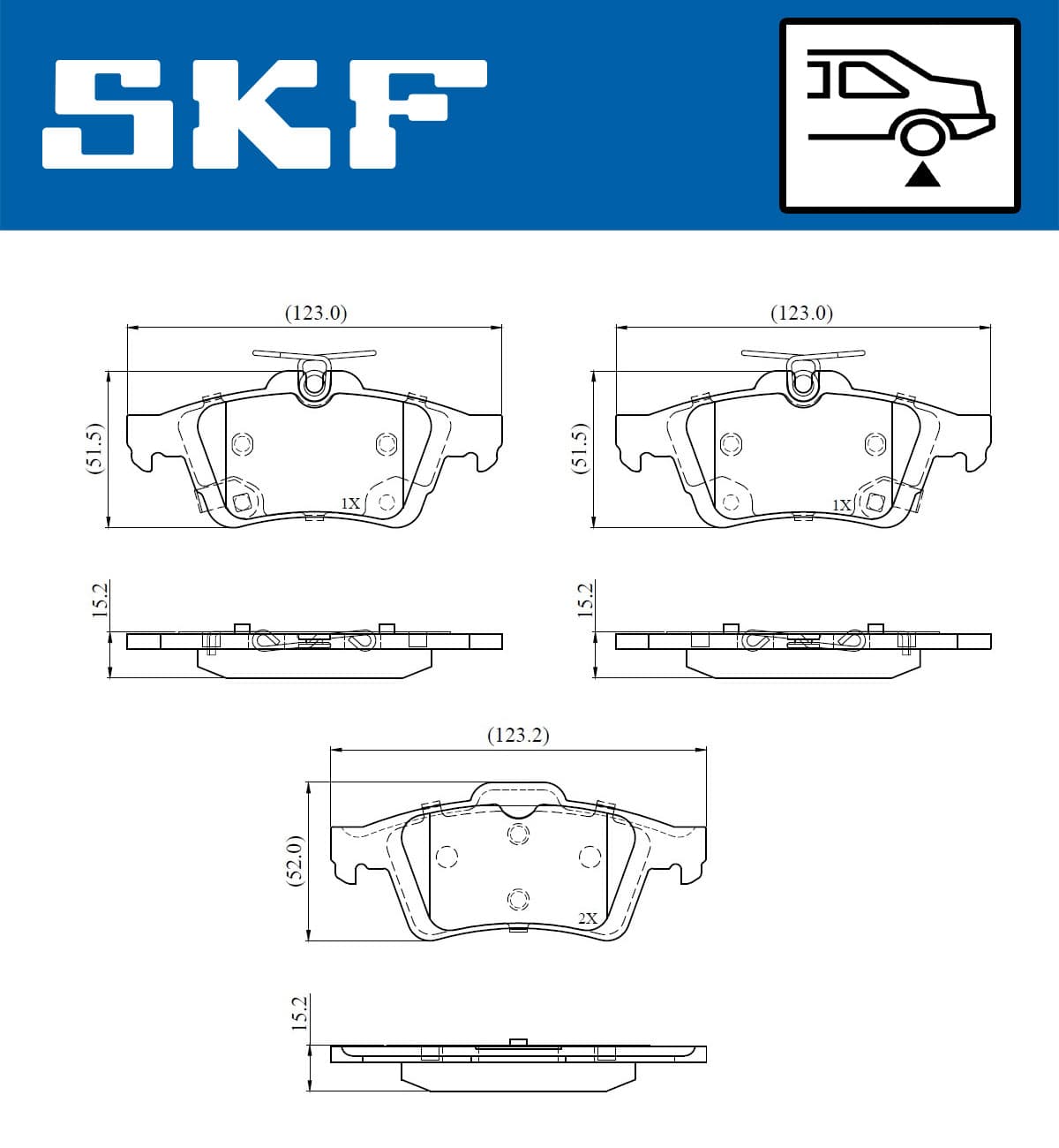SKF Sada brzdových platničiek kotúčovej brzdy VKBP 90851 A 1