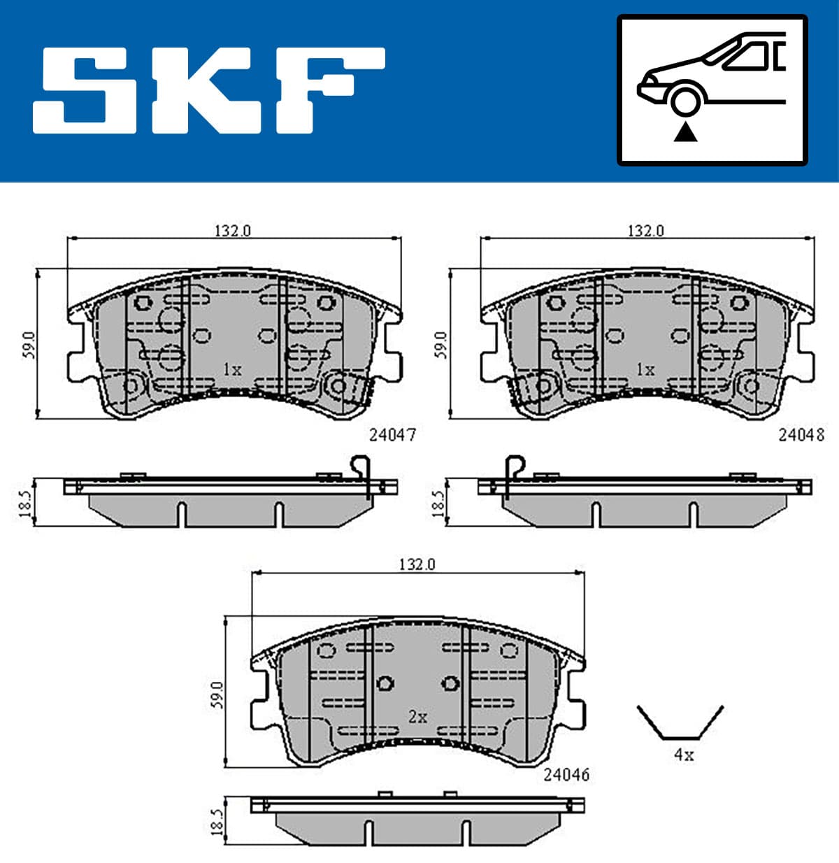SKF Sada brzdových platničiek kotúčovej brzdy VKBP 80421 A 1