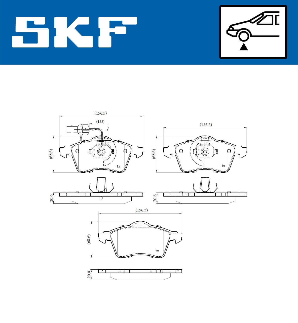 SKF Sada brzdových platničiek kotúčovej brzdy VKBP 80573 E 1