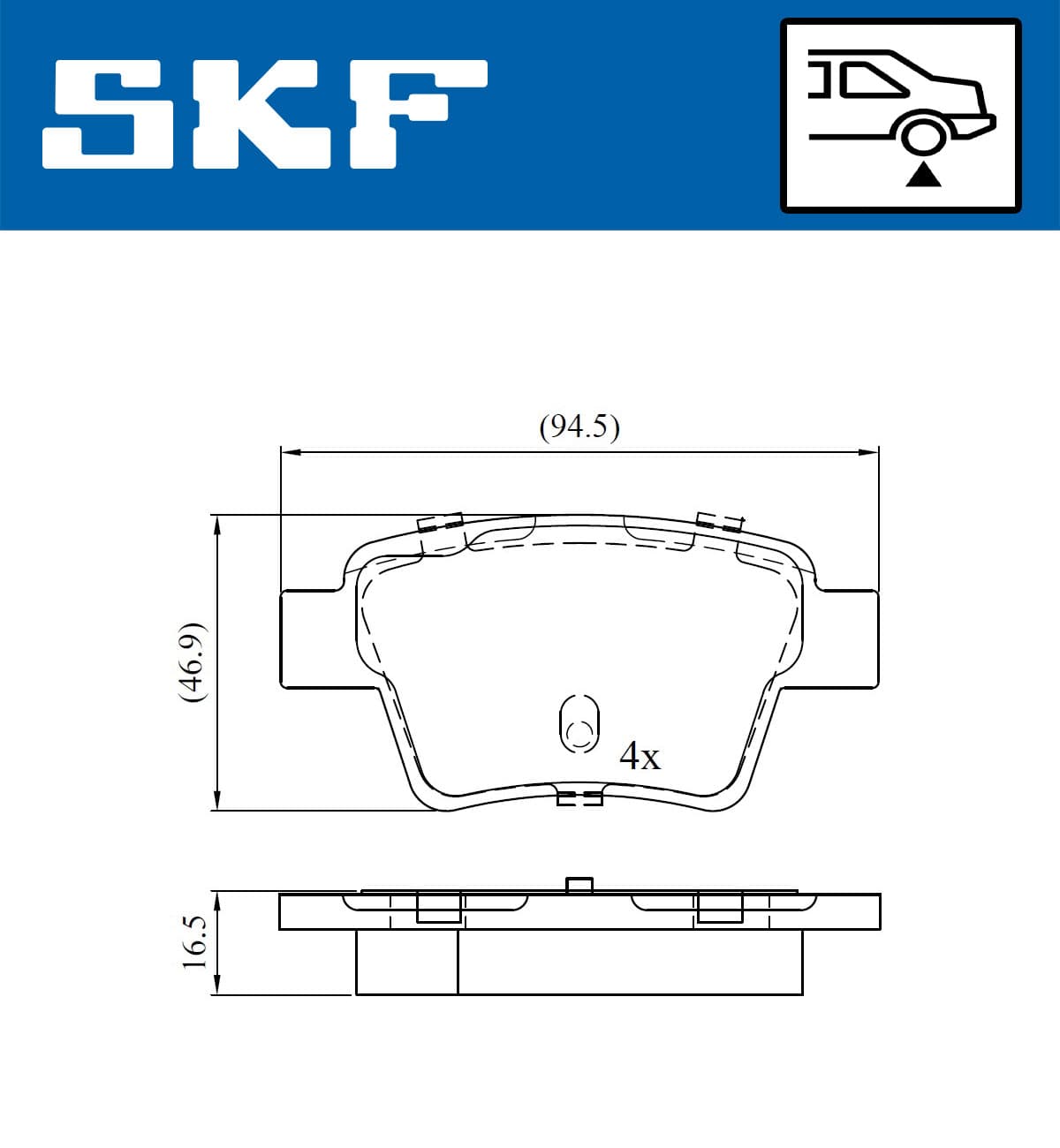 SKF Sada brzdových platničiek kotúčovej brzdy VKBP 90172 1