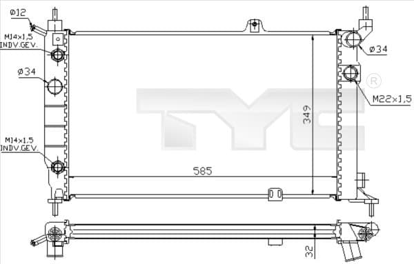 TYC Chladič motora 7250002 1