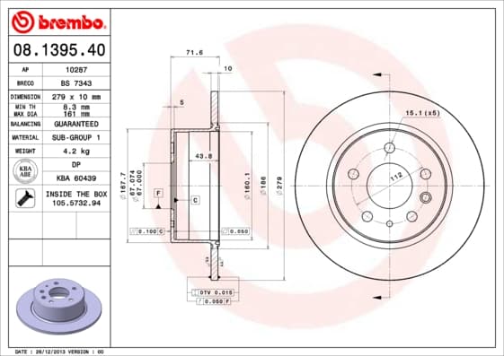 BREMBO Brzdový kotúč 08139540 1