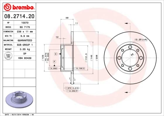 BREMBO Brzdový kotúč 08271420 1