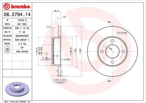 BREMBO Brzdový kotúč 08279414 1