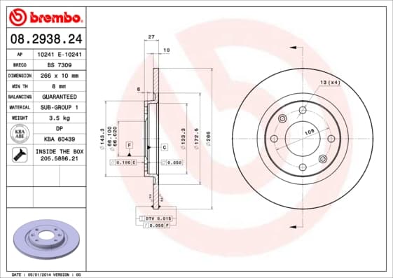 BREMBO Brzdový kotúč 08293824 1