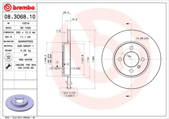 BREMBO Brzdový kotúč 08306810 1