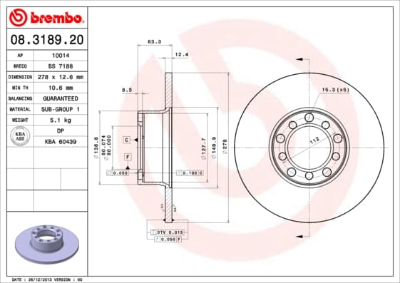 BREMBO Brzdový kotúč 08318920 1