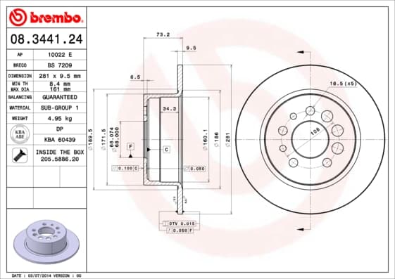 BREMBO Brzdový kotúč 08344124 1
