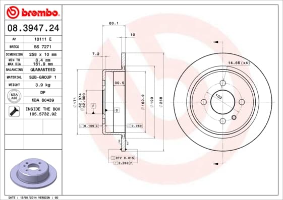 BREMBO Brzdový kotúč 08394724 1