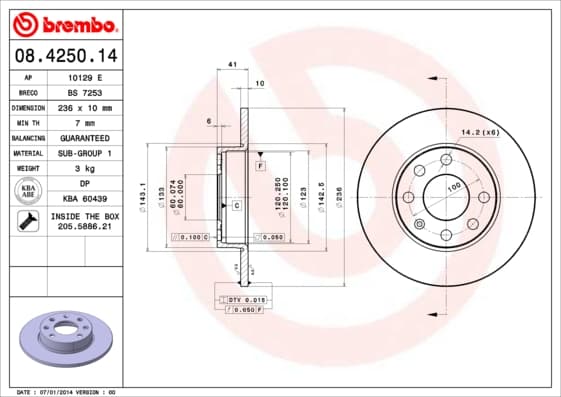 BREMBO Brzdový kotúč 08425014 1