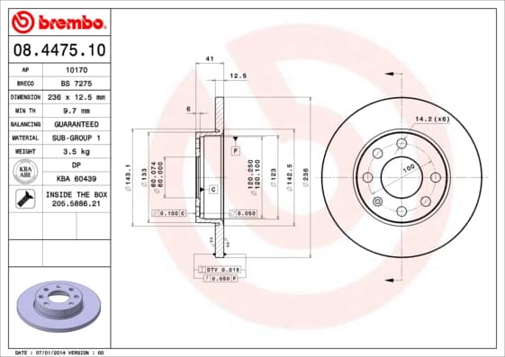 BREMBO Brzdový kotúč 08447510 1