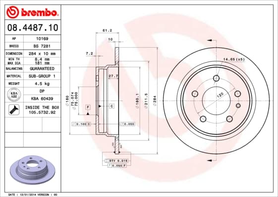 BREMBO Brzdový kotúč 08448710 1
