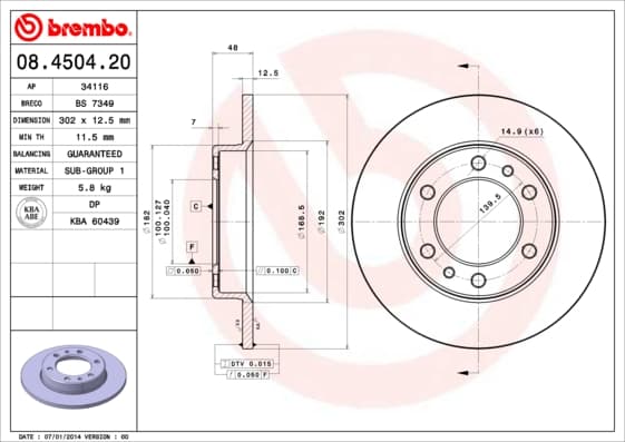 BREMBO Brzdový kotúč 08450420 1