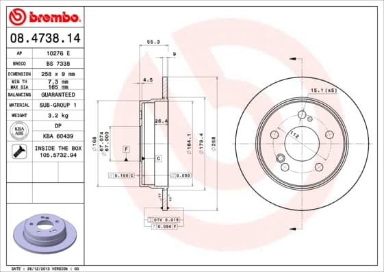 BREMBO Brzdový kotúč 08473814 1