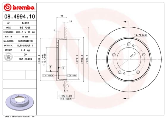 BREMBO Brzdový kotúč 08499410 1