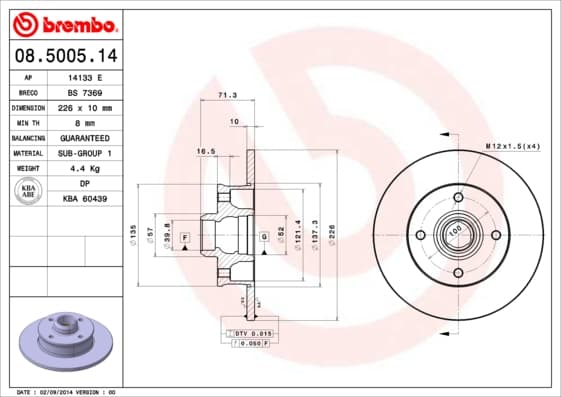 BREMBO Brzdový kotúč 08500514 1