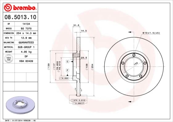 BREMBO Brzdový kotúč 08501310 1