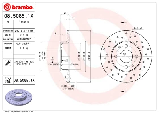 BREMBO Brzdový kotúč 0850851X 1
