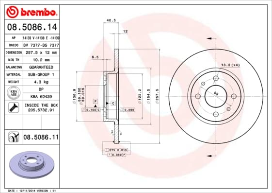 BREMBO Brzdový kotúč 08508611 1