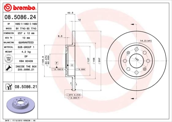 BREMBO Brzdový kotúč 08508621 1