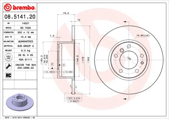 BREMBO Brzdový kotúč 08514120 1