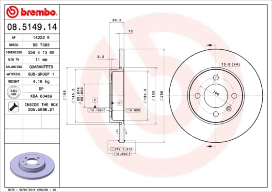 BREMBO Brzdový kotúč 08514914 1