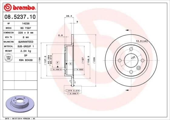 BREMBO Brzdový kotúč 08523710 1