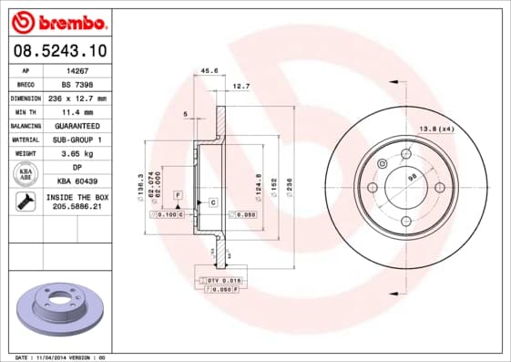 BREMBO Brzdový kotúč 08524310 1