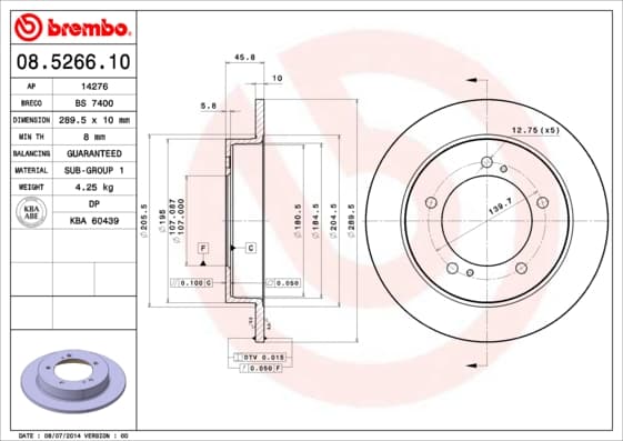 BREMBO Brzdový kotúč 08526610 1
