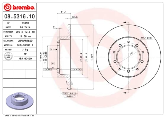 BREMBO Brzdový kotúč 08531610 1