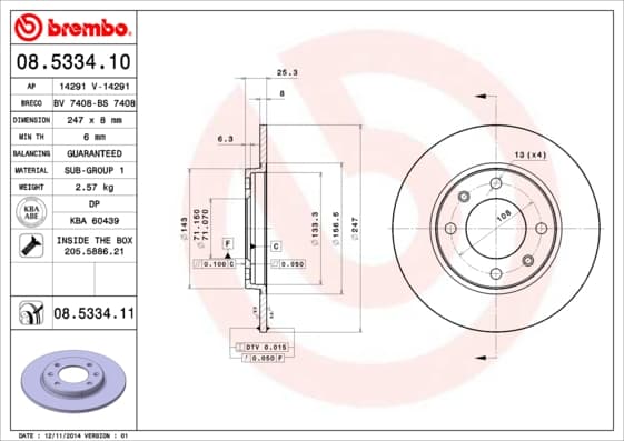 BREMBO Brzdový kotúč 08533411 1