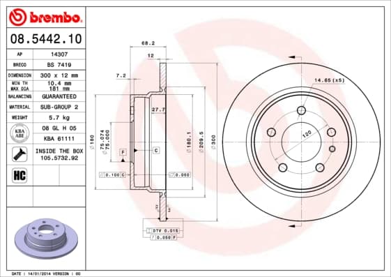 BREMBO Brzdový kotúč 08544210 1