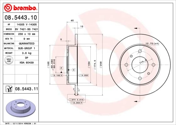 BREMBO Brzdový kotúč 08544311 1