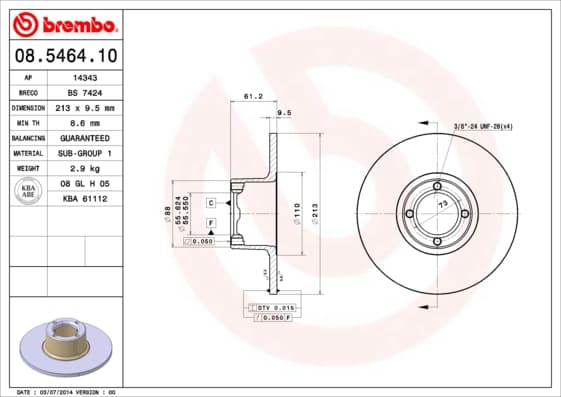 BREMBO Brzdový kotúč 08546410 1