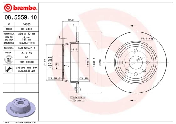 BREMBO Brzdový kotúč 08555910 1