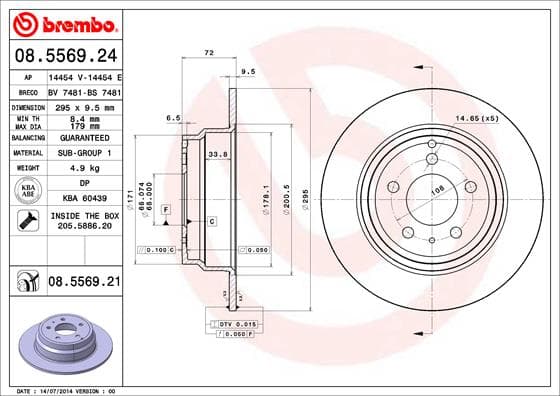 BREMBO Brzdový kotúč 08556921 1
